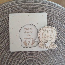 Carte parrain marraine lion ouvert