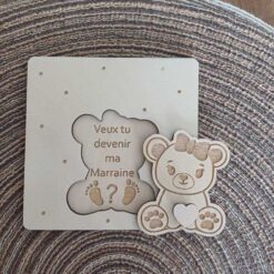 Carte parrain marraine oursonne ouvert