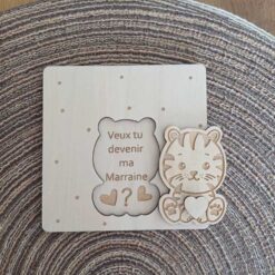 Carte parrain marraine tigre ouvert