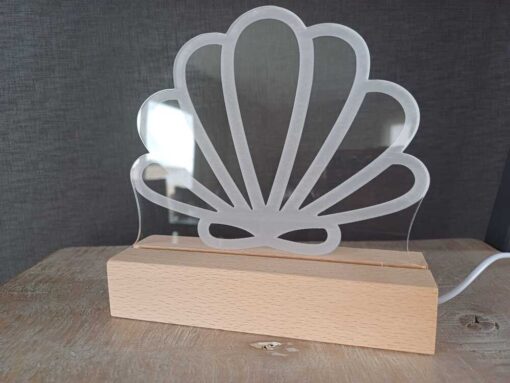 Veilleuse coquillage sur socle de jour empreinte perso