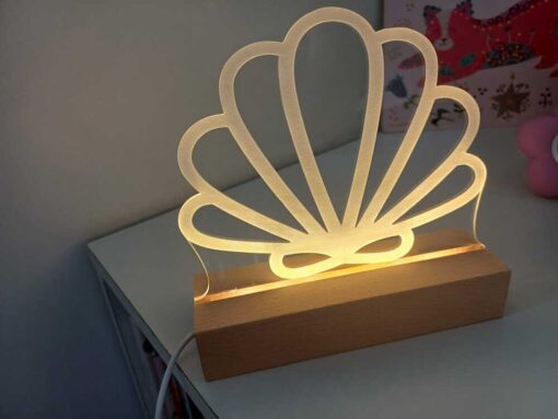 Veilleuse coquillage sur socle de nuit empreinte perso