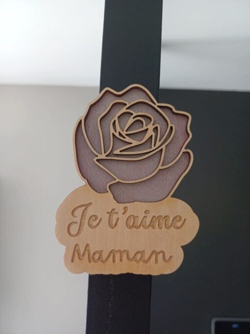 magnet fete des meres je t'aime maman rose