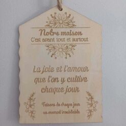 Plaque décorative en bois maison d'amour et de joie