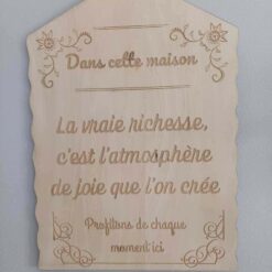 Plaque décorative en bois la maison du bonheur